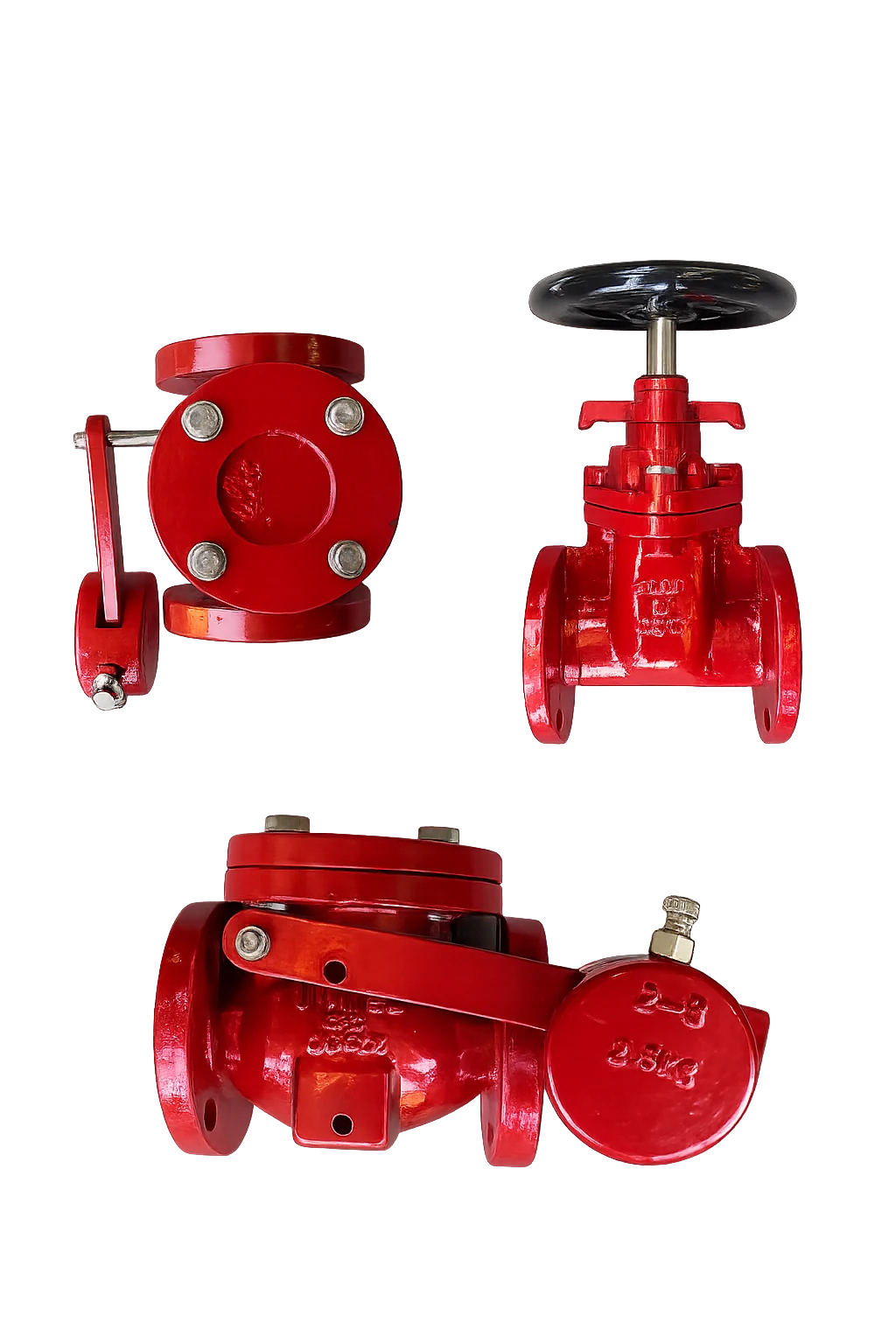 Collection of gate valves, check valves, and plug valves